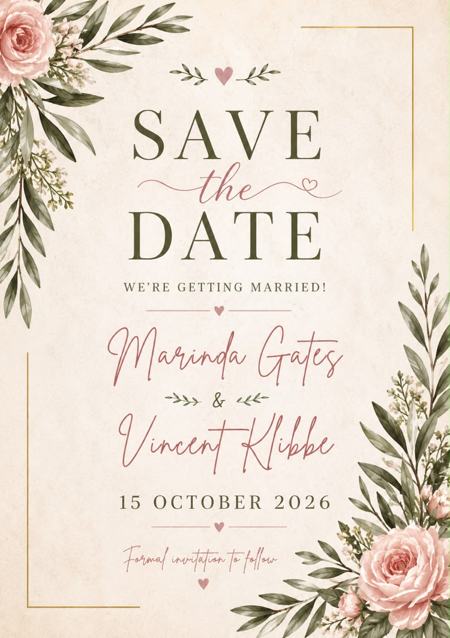 Vincent and Marinda save the date